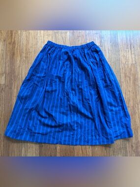 World of Crow Stripe Skirt in Indigo Blue Size L